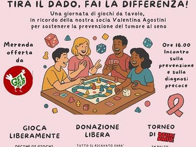 &quot;Tira il dado, fai la differenza!&quot;: una giornata di giochi per ricordare Valentina Agostini e sostenere la prevenzione del tumore al seno