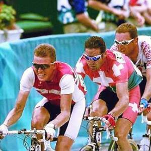 48. in azione all'ultimo giro delle Olimpiadi di Atlanta 1996 con Richard e Sciandri